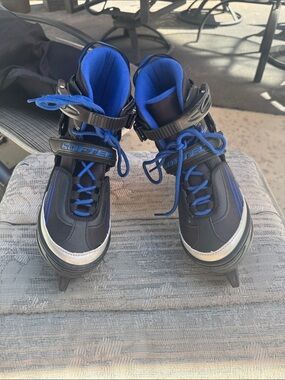 Softec Black & Royal Blue Adjustable Ice Skates size 2-6